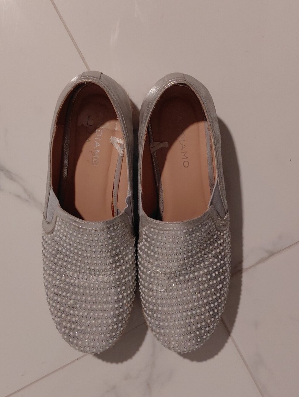 Liamo Silver Crystalized Slip-On Loafers